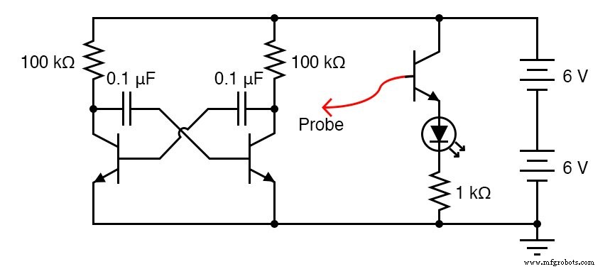 Een Laag‑Frequente Astable Multivibrator Audio Oscillator Bouwen met Discrete Transistoren
