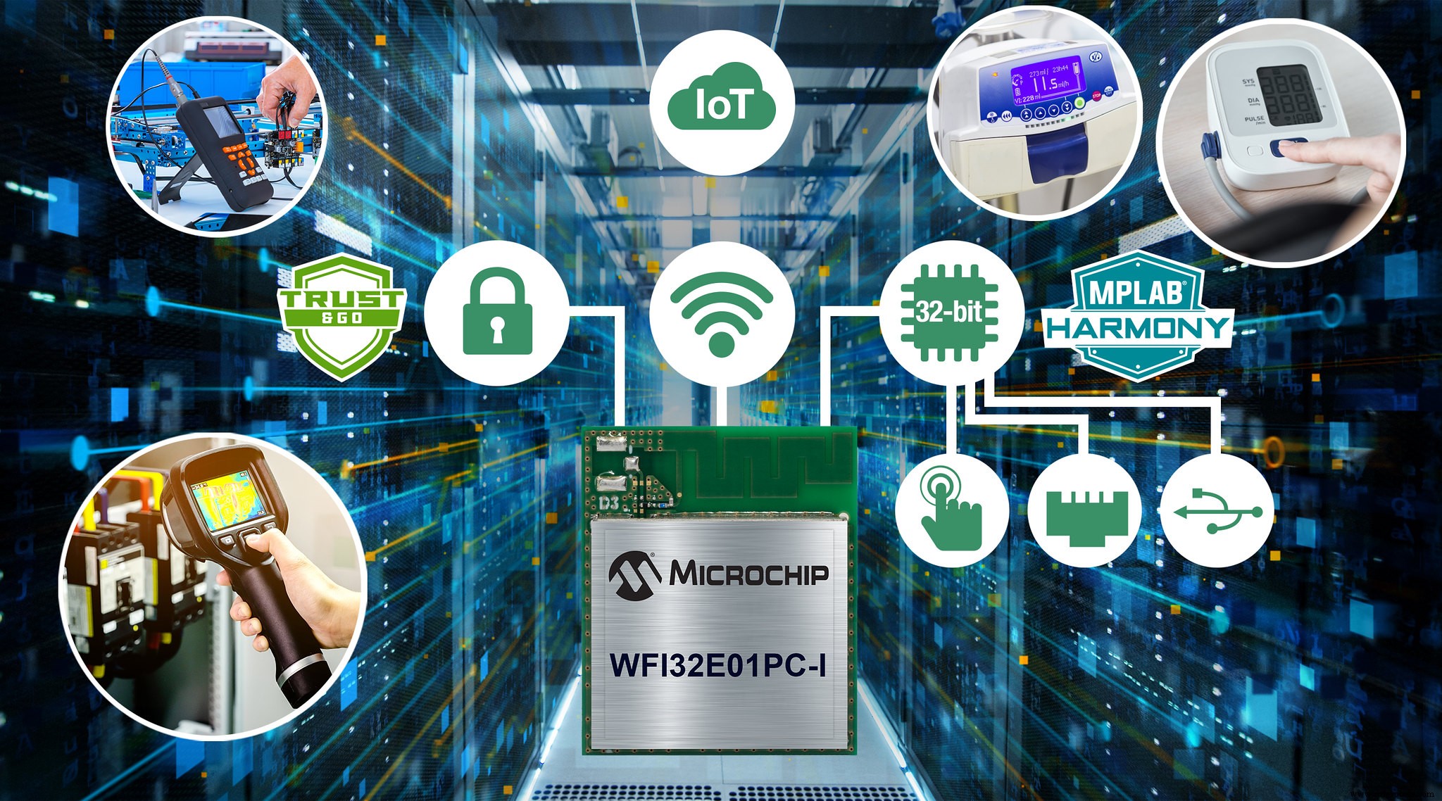 Veilige 32-bit Wi‑Fi MCU-module vooraf geprovisioneerd voor cloud-connectiviteit