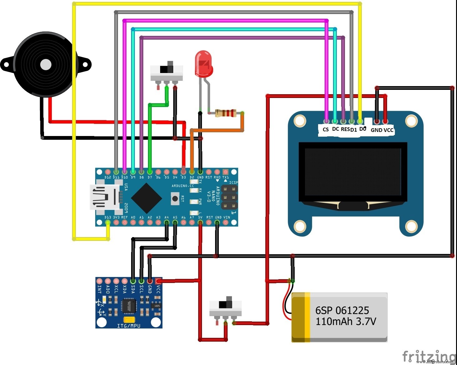 Bouw een real-time gyroscoop-spel met Arduino Nano & MPU-6050 sensor