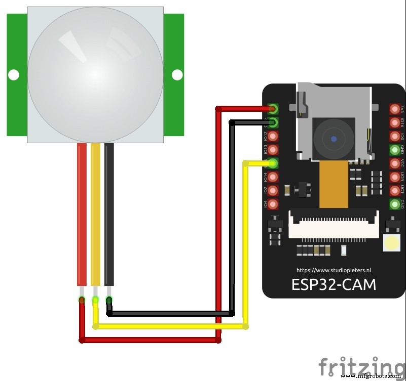 ESP32-CAM bewegingdetecterende beveiligingscamera voor Discord