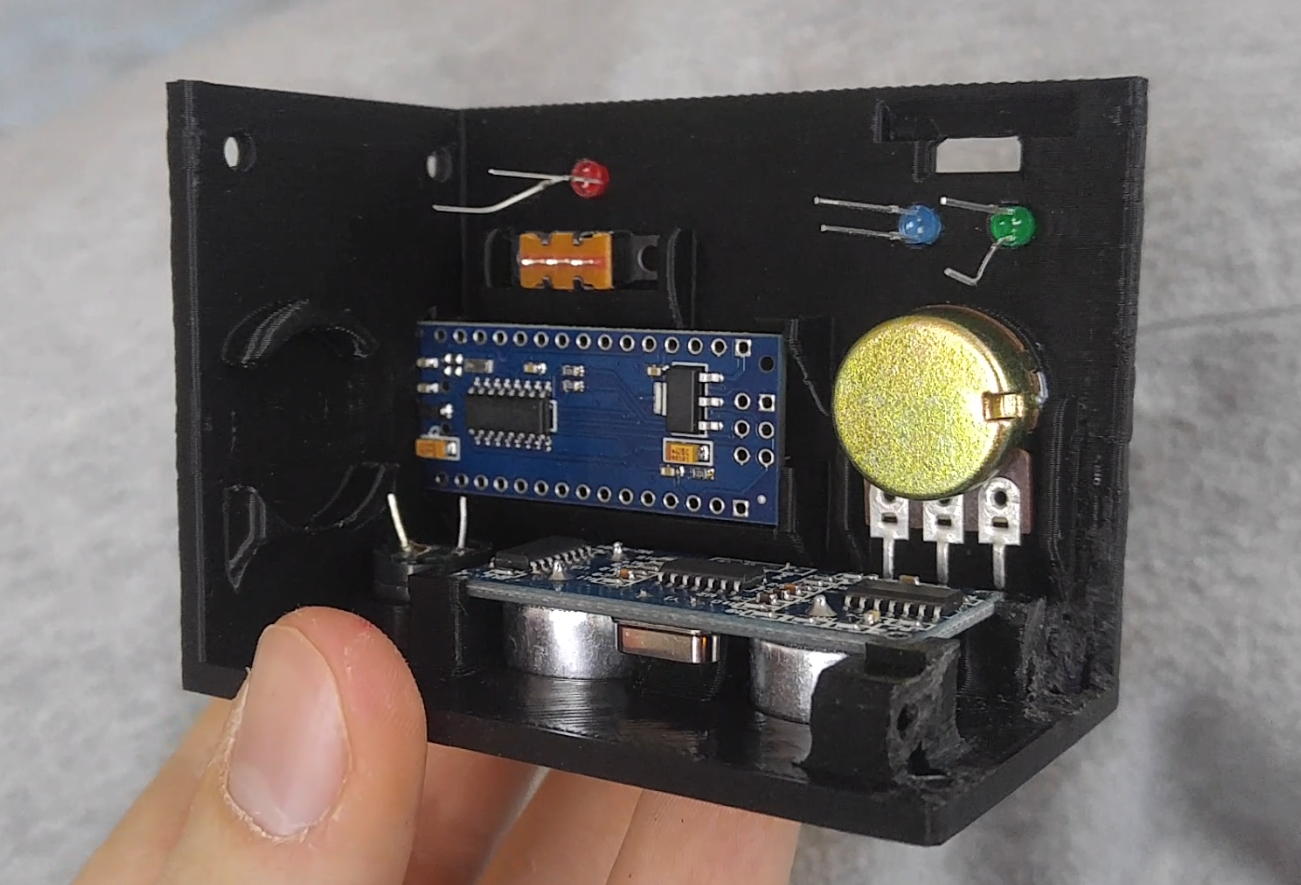 Draagbare Afstandsdetector – Arduino Nano DIY Kit met HC-SR04, 18650 Accu en 3D-geprinte Behuizing