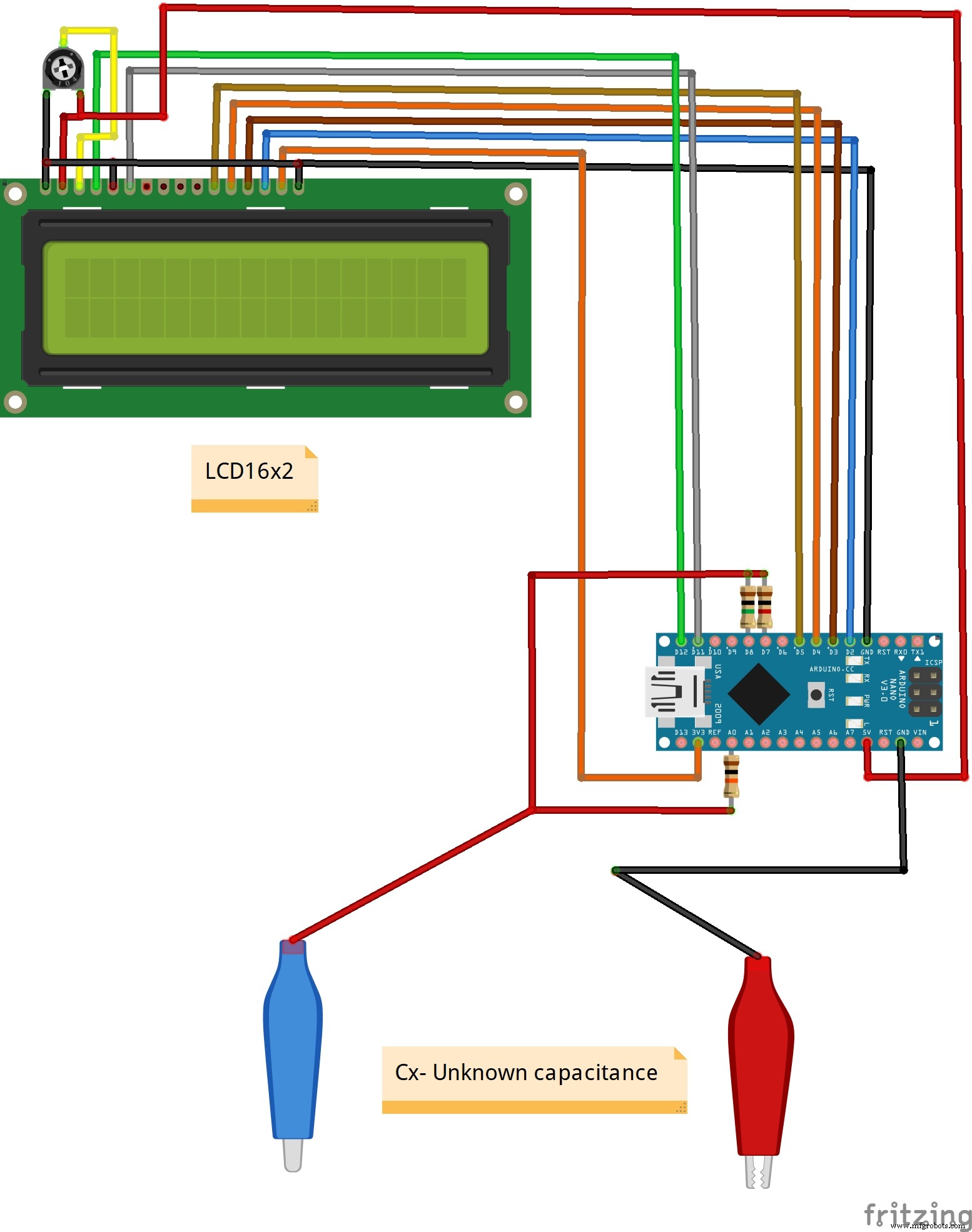 DIY Autoranging Condensatiemeter (10 pF–10 µF) – Simpele Arduino Bouw
