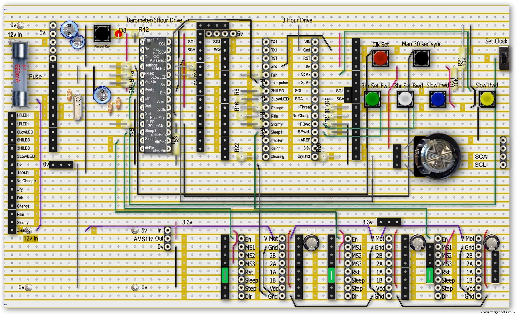 Precisie luchtdrukmeter: Arduino UNO & Nano barometer met dubbele wijzers
