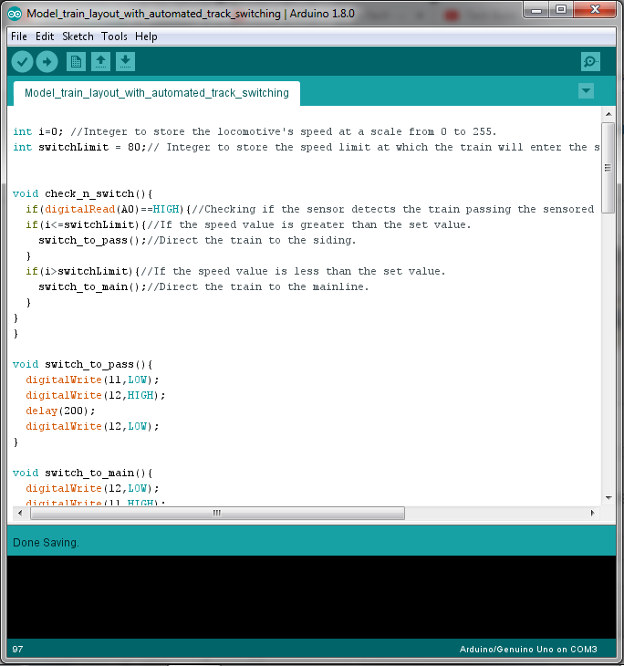 Slim Geautomatiseerd Modelspoorlayout met Inhaalspoor – Arduino Gestuurd