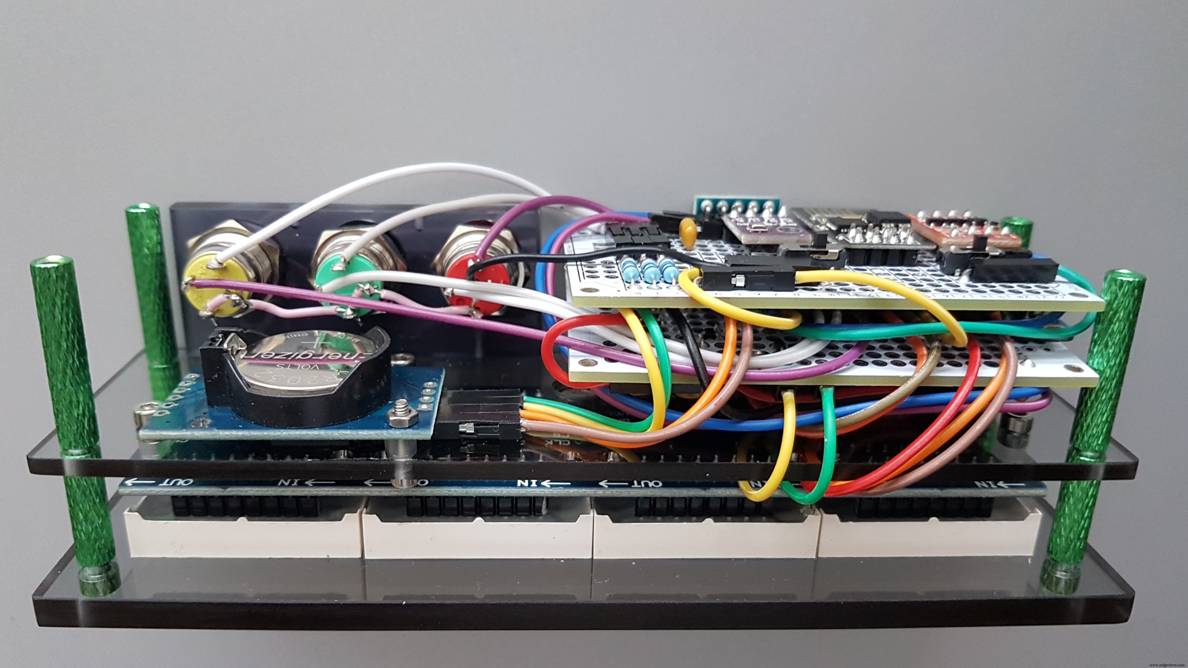Hoog-precieze LED-matrix klok met DS3231 RTC, BME280 weerdata, BH1750 lichtsensor & ESP01 NTP-synchronisatie