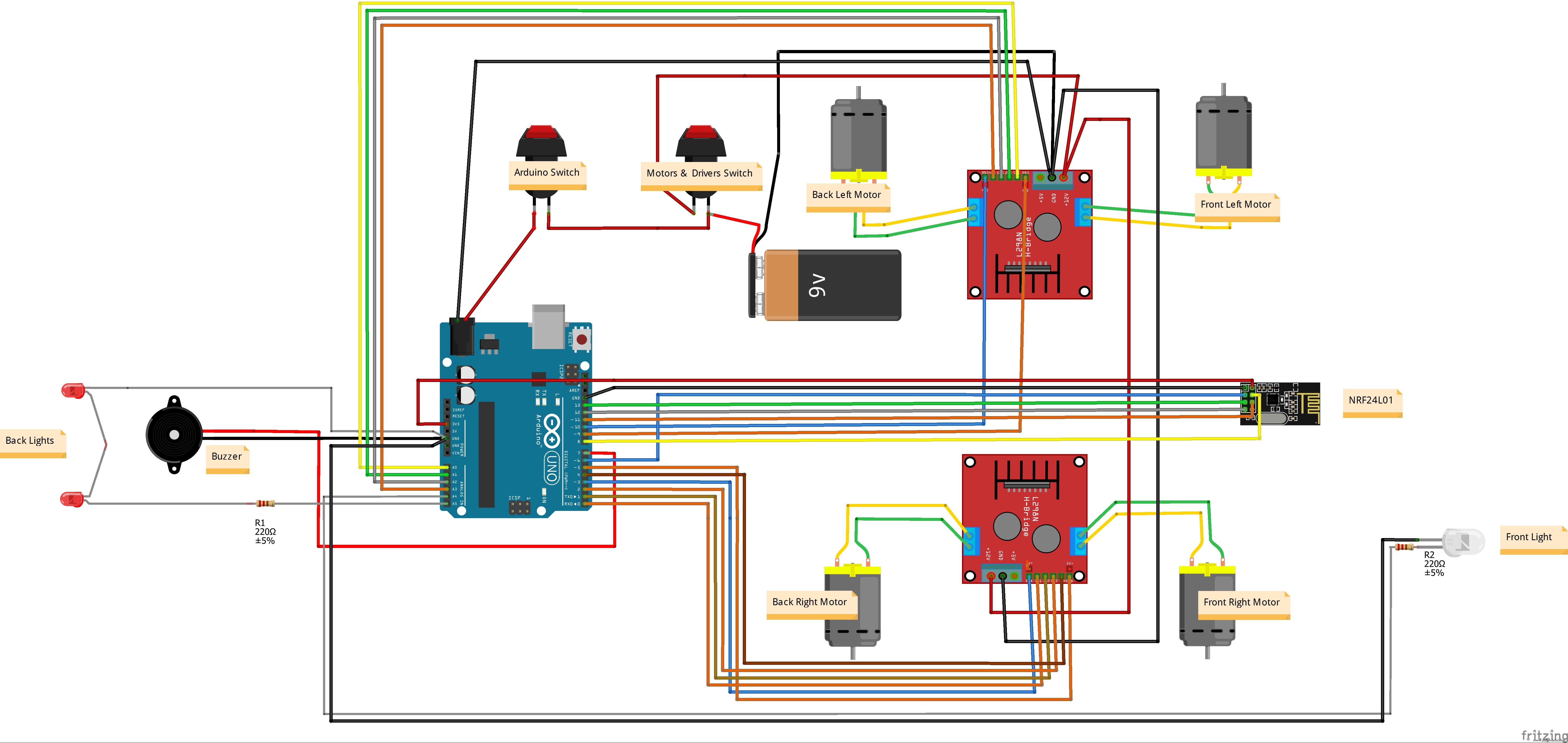 Arduino 4WD RC-auto: complete onderdelenlijst en bouwhandleiding
