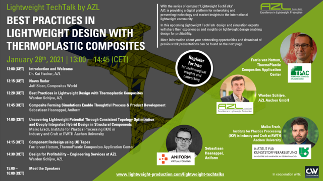 AZL Aachen webinar: expertstrategieën voor lichtgewicht ontwerp met thermoplastische composieten
