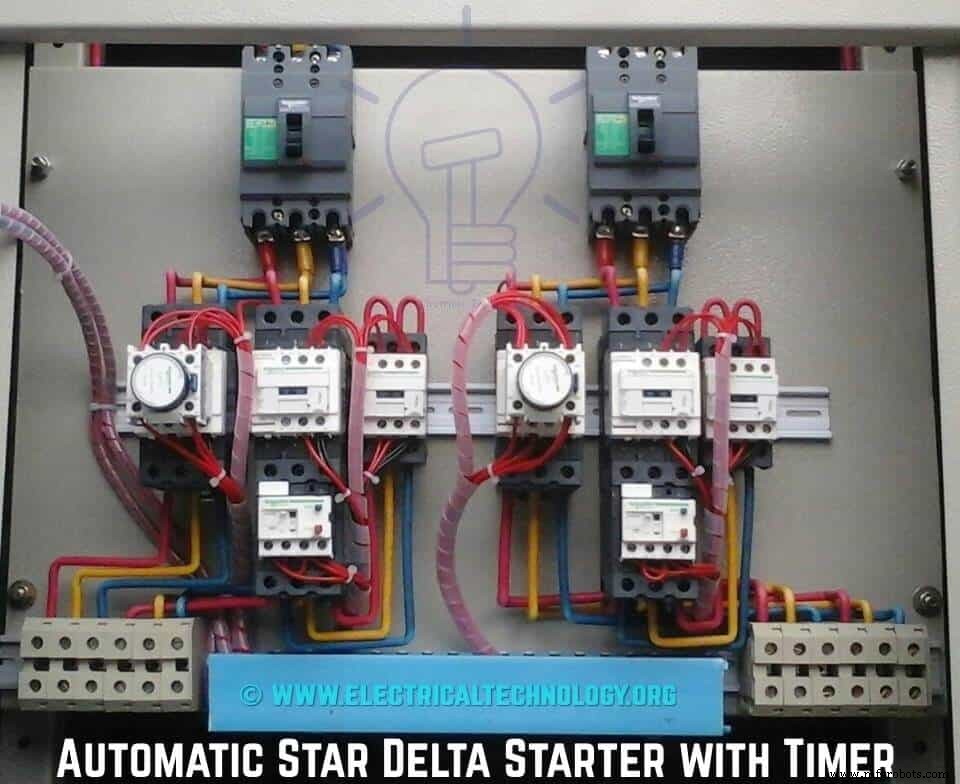 Automatische Ster-Driehoek Starter met Timer: 3-fase AC-motor Vermogen, Besturing & Bedradingsschema